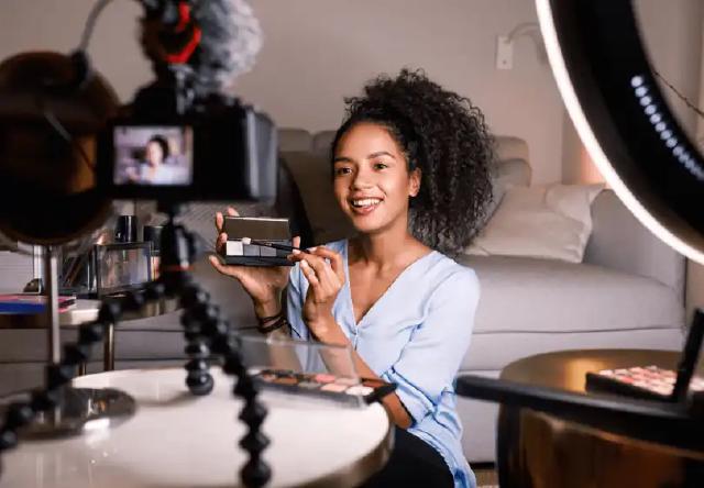 influencer in front of a camera