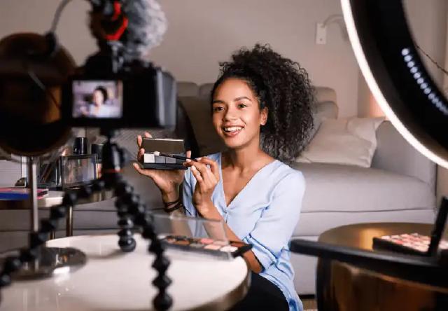 influencer in front of a camera